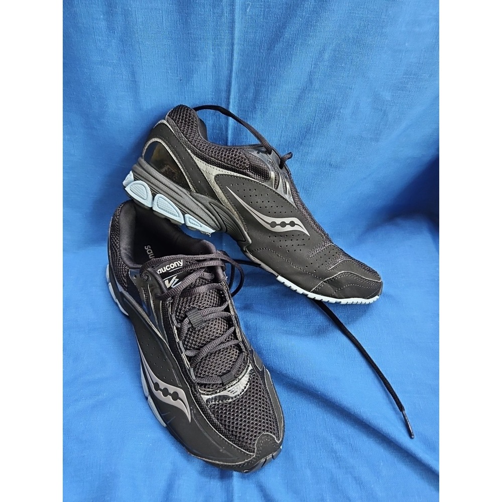Saucony V2 Grid Running Shoes Triumph Trainers‎ Black Blue Sz 10 EXCELLENT